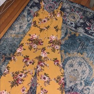 Yellow flower print romper
